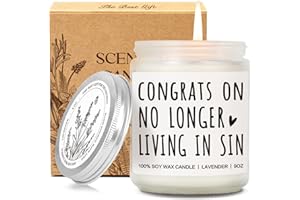Funny Wedding Candle Gift for Newlyweds, No Longer Living in Sin Candle, Engagement Gift for Couples, His and Hers A nniversa