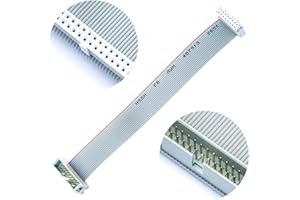 GENERIC Keszoox 2.54mm IDC Flat Ribbon Cable with FC 6/8/10/14/16/20/26/30/34/40P Dual Row IDC IDE Connector Socket, FC 16-Pin Male to Female IDE Extension Cable 50cm 2PCS (FM16-50cm-2Pcs)