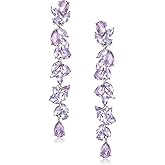 EVER FAITH Wedding Rhinestone Crystal Chandelier Earring for Women Brides, Art Deco Marquise Teardrop Bridal Long Dangle Drop Earrings for Prom