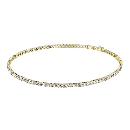 Amazon Essentials Yellow 23K Gold Plated Sterling Silver Tennis Necklace with Round Cut Infinite Elements Cubic Zirconia (4 mm), 17", (previously Amazon Collection)