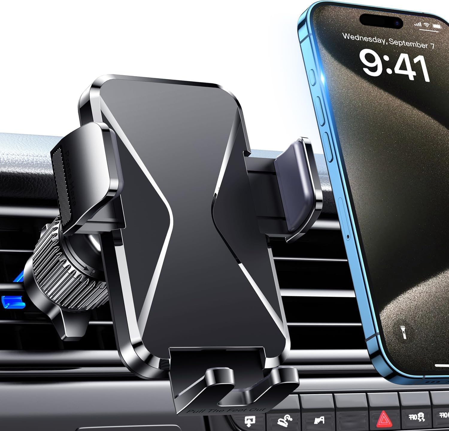 Qifutan Cell Phone Holder for Car Mount Car Vent Phone Mount, 360° Rotatable, Hands-Free Air Vent Holder for iPhone Smartphones Camera Mounts(4-7 Inch)