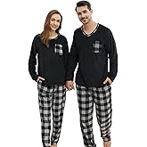 PJGGZ Matching Pajamas for Couples, Mens and Womens Buffalo Plaid Pajamas Set Long Sleeve Pjs Soft Warm