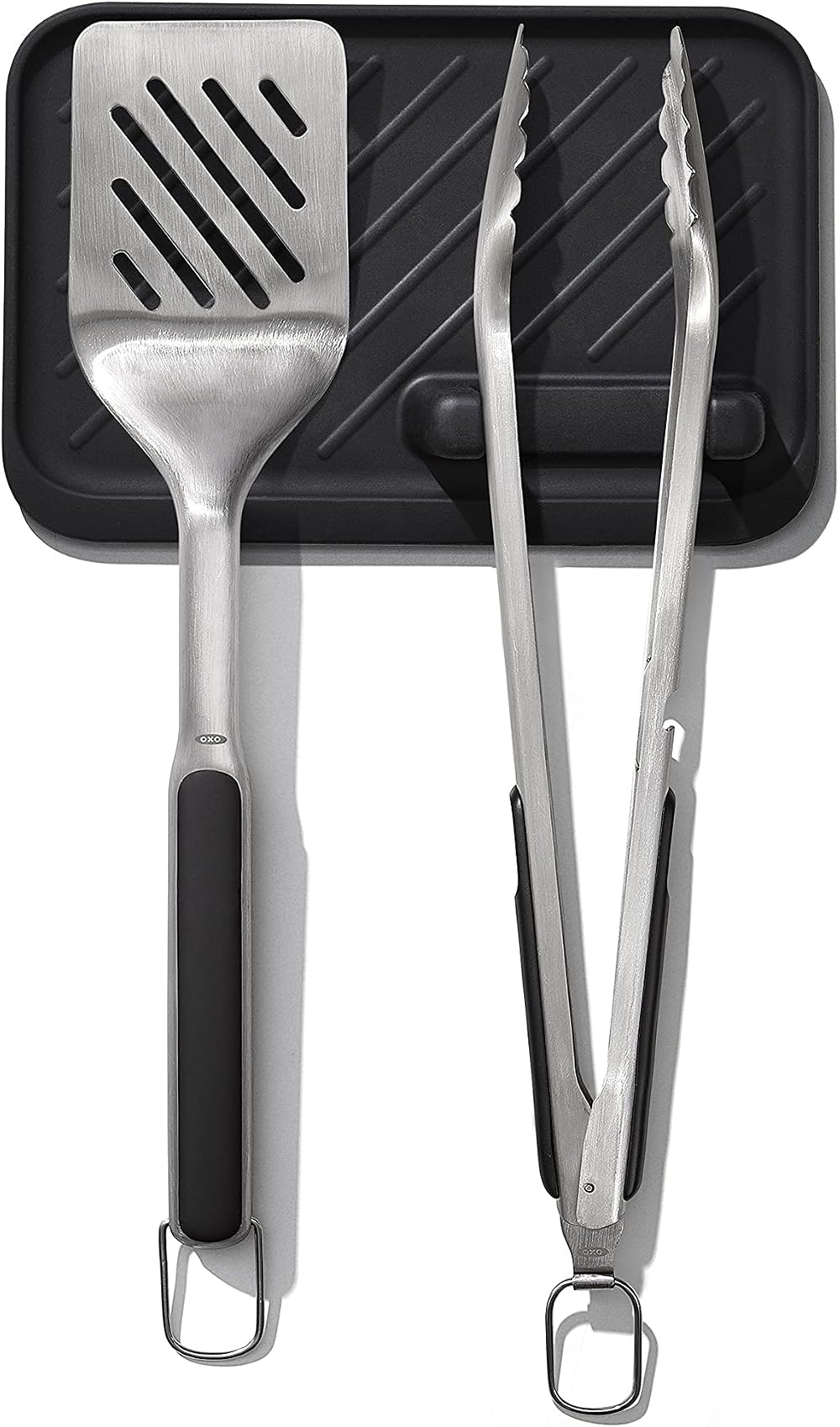 OXO Good Grips 3-Piece Grilling Tool Set with Turner, Tongs & Silicone Rest