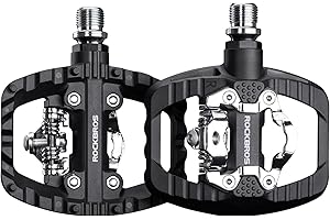 ROCKBROS Mountain Bike Pedals MTB Pedals, Nylon Flat Pedals with Non-Slip Nails, Sealed Bearing Clipless Pedals Compatible wi