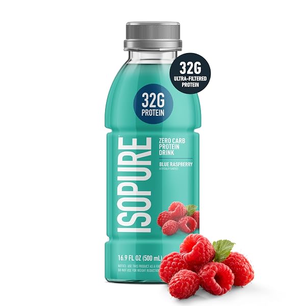 ISOPURE ZERO CARB 32G CLEAR PROTEIN READY-TO-DRINK, WHEY PROTEIN ISOLATE, BLUE RASPBERRY, 12 PACK