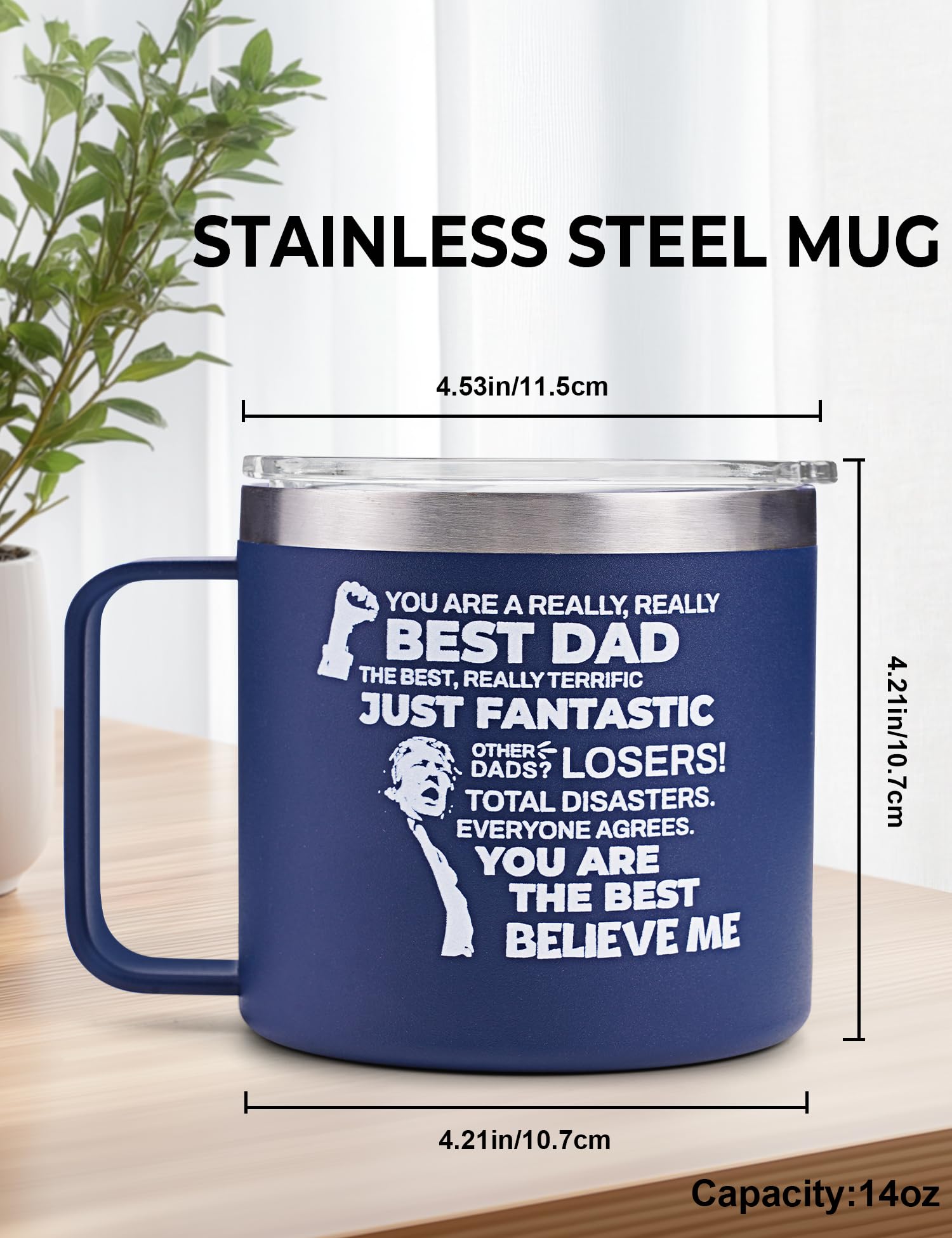 Cessfle Christmas Gifts for Dad, 14oz Funny Trump Dad Mug, Funny Dad Birthday Gifts from Daughter Son Wife Kids, Best Dad Coffee Mug for Dad Husband Men(Blue Gray)