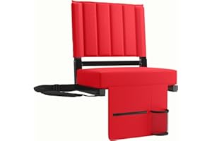 Besunbar Stadium Seat for Bleachers with Back Support and Wide Padded Cushion Stadium Chair, Includes Shoulder Strap and Cup Holder