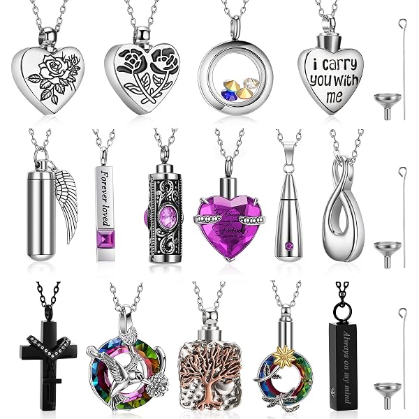 thumbnail image 2 of Weikui 16-Piece Urn Necklace Set For Ashes - Square Keepsake Pendants In 4 Colors 2 of 14