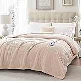 Sealy Heated Blanket Full Size 80"x84", Soft Double Flannel Electric Blanket with 10 Heat Levels & 1-12 Hours Auto Shut Off, Machine Washable, Even Heat Distribution, Beige