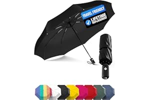 Rain-Mate Compact Travel Umbrella - Pocket Portable Folding Windproof Mini Umbrella - Auto Open and Close Button and 9 Rib Re