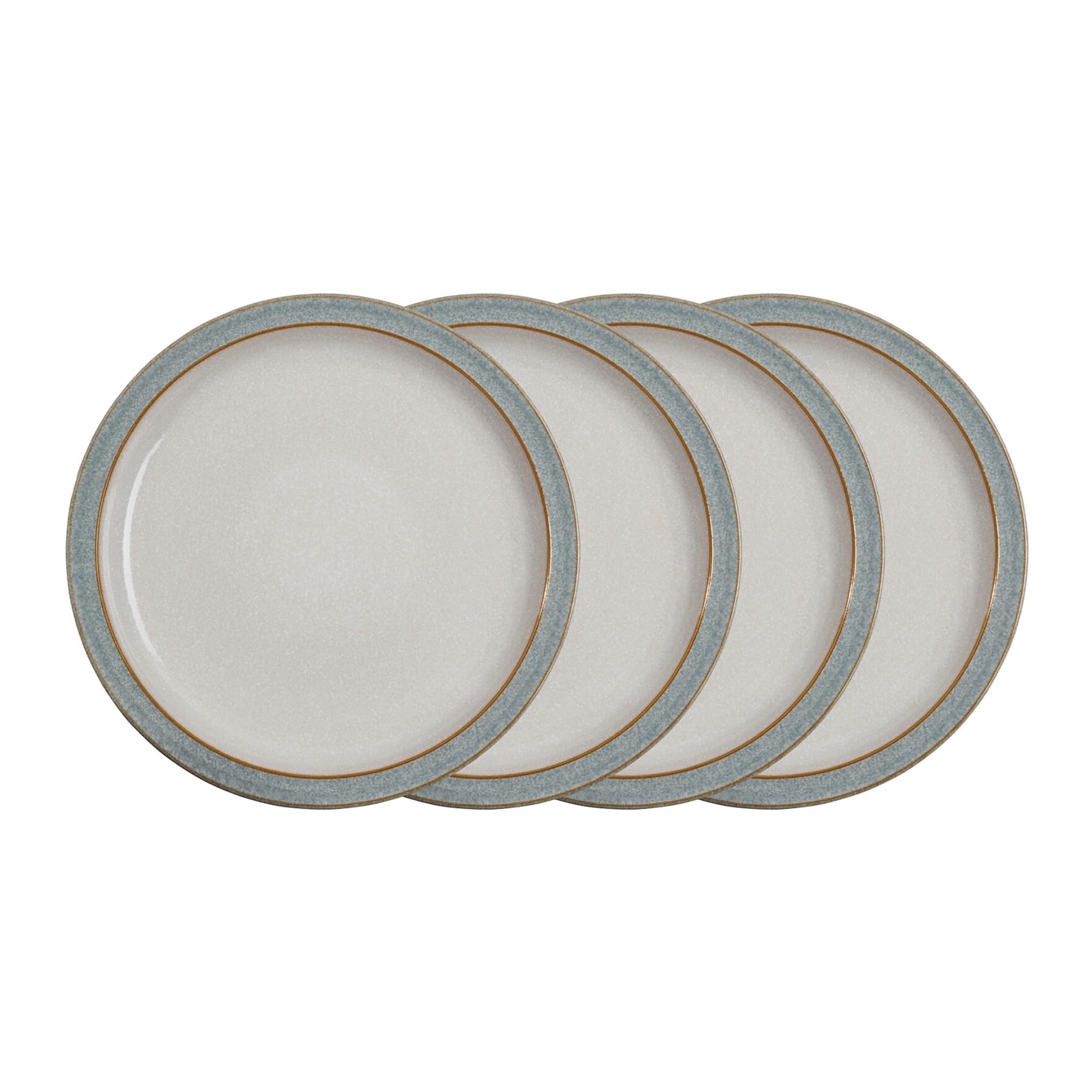 Denby - Elements Light Grey Dinner Plates Set of 4 - Dishwasher Microwave Safe Crockery 26.5cm - Pale Grey, White Ceramic Stoneware Tableware - Chip & Crack Resistant Large Plates