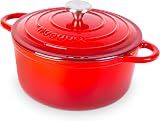 nuovva Enamelled Cast Iron Dutch Oven 5 Quart Red 24cm with Lid