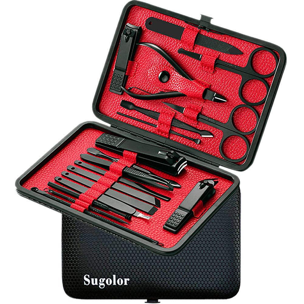 Sugolor Manicure Set, Nail Clippers Pedicure Kit, 18Pcs Stainless Steel Professional Grooming Set for Men and Women (Keep Clean & Healthy) : Beauty