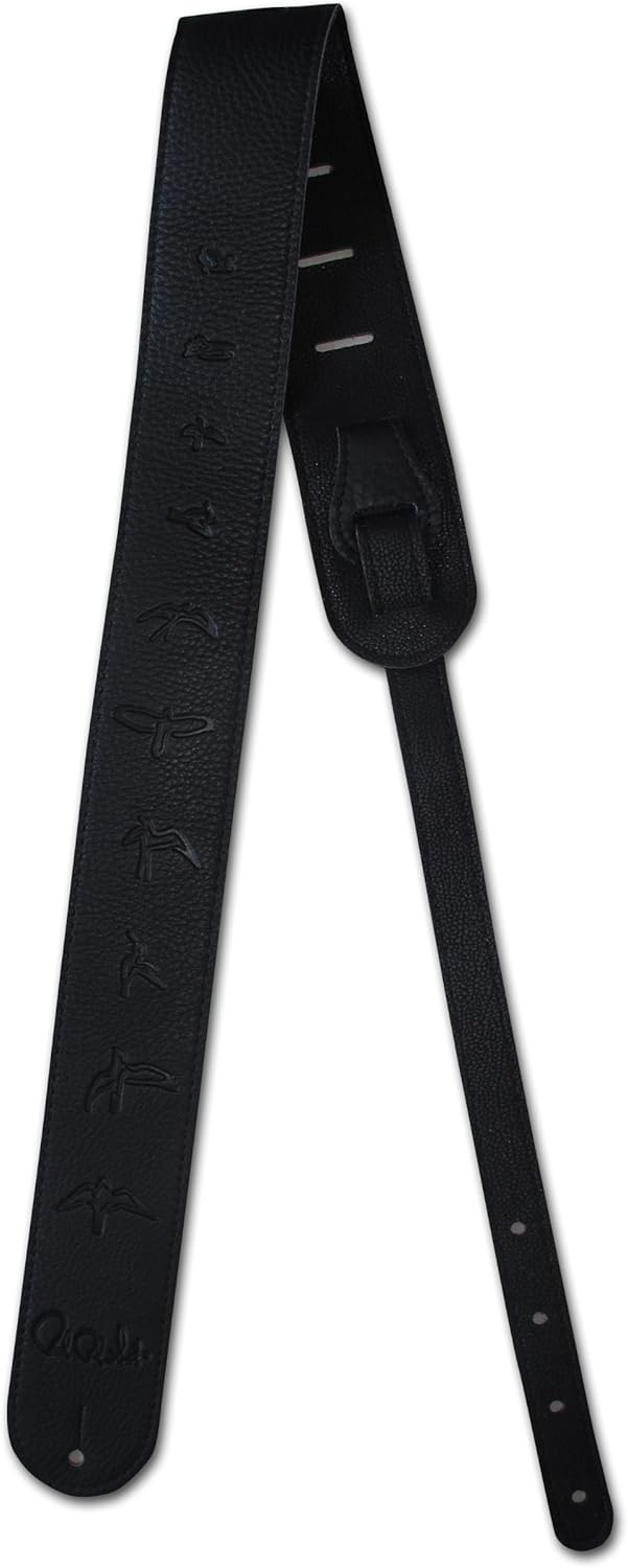 PRS ACC 3119 Smooth Leather Guitar Strap with Embossed PRS Birds (Black