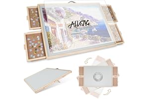 ALL4JIG 2-in-1 Tilting & Rotating Puzzle Board 2000 Pieces for Adults Gifts, Wooden Jigsaw Puzzle Table with 4 Drawers, Porta