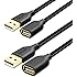 OKRAY 2 Pack Nylon Braided USB 2.0 Extension cable Extender Cord - A Male to A Female with Gold-Plated Connector - 6 Feet (1.83M) (Black Black)