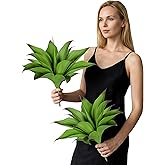 Ttranewsoo Fake Plants Artificial Agave Plants,Large UV Resistant Fake Agave Planters for Indoor and Outdoor Decorating Tropical Plant Succulents Greenery Indoor Decor13.8 (2Pack, Dark Green)