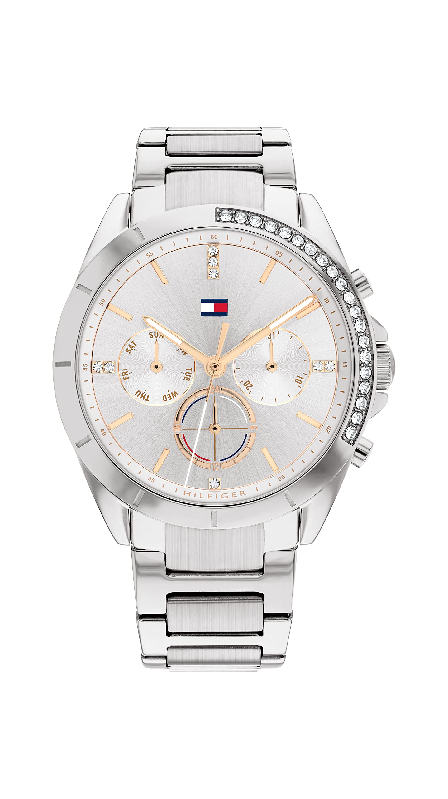 Tommy Hilfiger Analogue Multifunction Quartz Watch for Women with Silver Stainless Steel Bracelet - 1782384