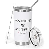 ONEVIVE Graduation Gifts for Her Him, White Tumbler Mug, 20 oz Coffee Tumbler Cup Graduation Gifts for Girl Boy(Now Hotter by One Degree)