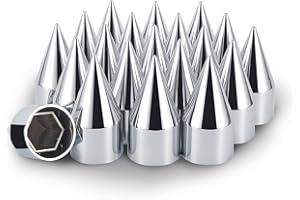 Yorovent 33mm x 4 1/4” Spike Lug Nut Covers,Push-On Nut Cover Caps Abs Plastic with Chrome Complete,Anti-Rust for Semi Trucks (20 Pack)