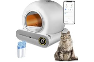 (2024) DuckSky Self Cleaning Cat Litter Box, 65L+9L Extra Large Automatic Litter Box for Multiple Cats, Features Negative ion Sterilization and Deodorization, APP Control, and Health Monitor.(White)