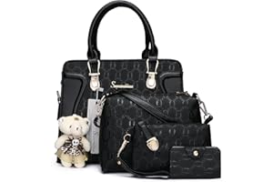 SOPERWILLTON Women's Fashion Handbags Tote Bags Shoulder Bag Top Handle Satchel Purse Set 4pcs