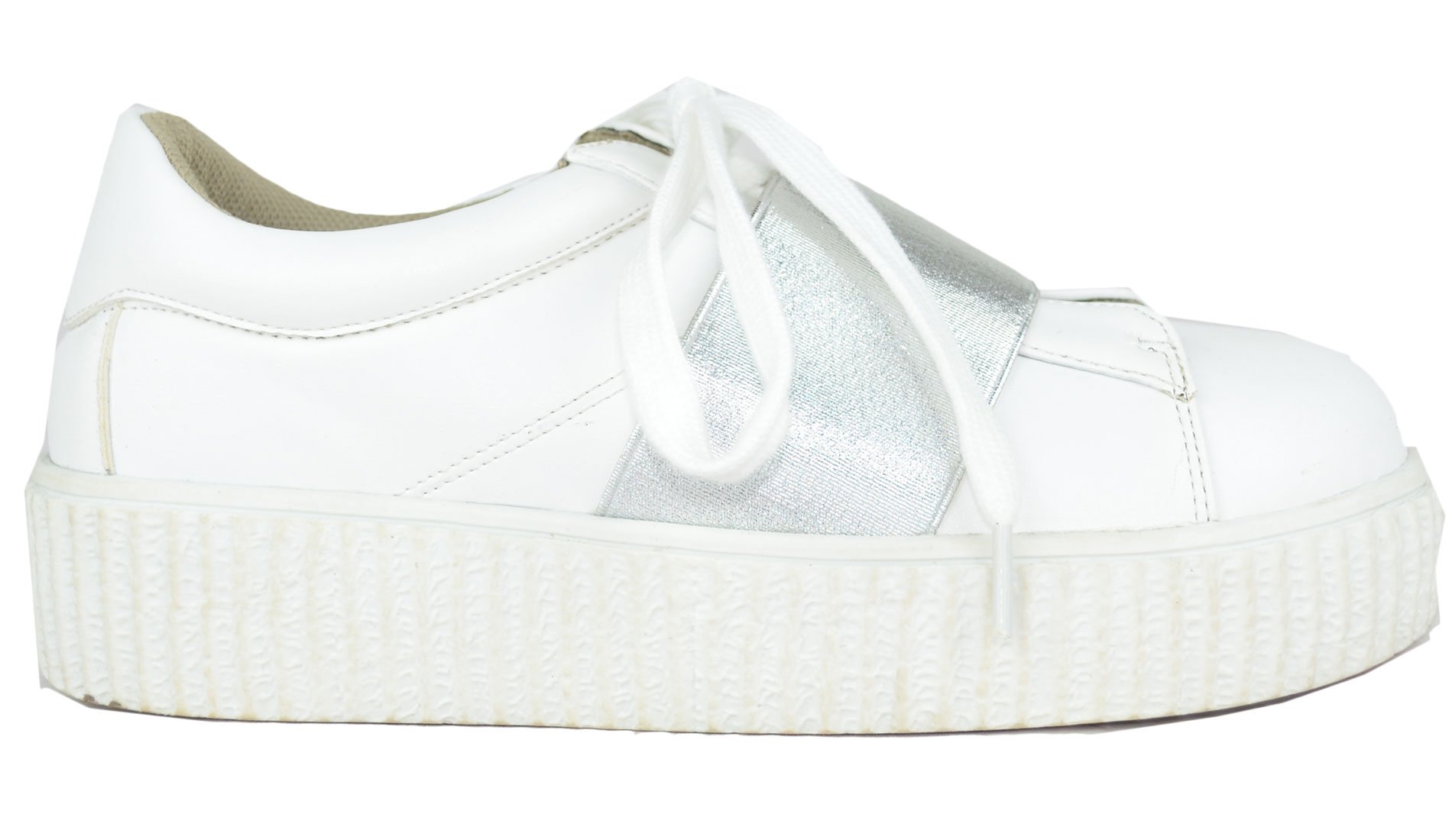 Chase & Chloe Women's Platform Creeper Fashion Sneaker (9 B(M) US, White) - Image 4
