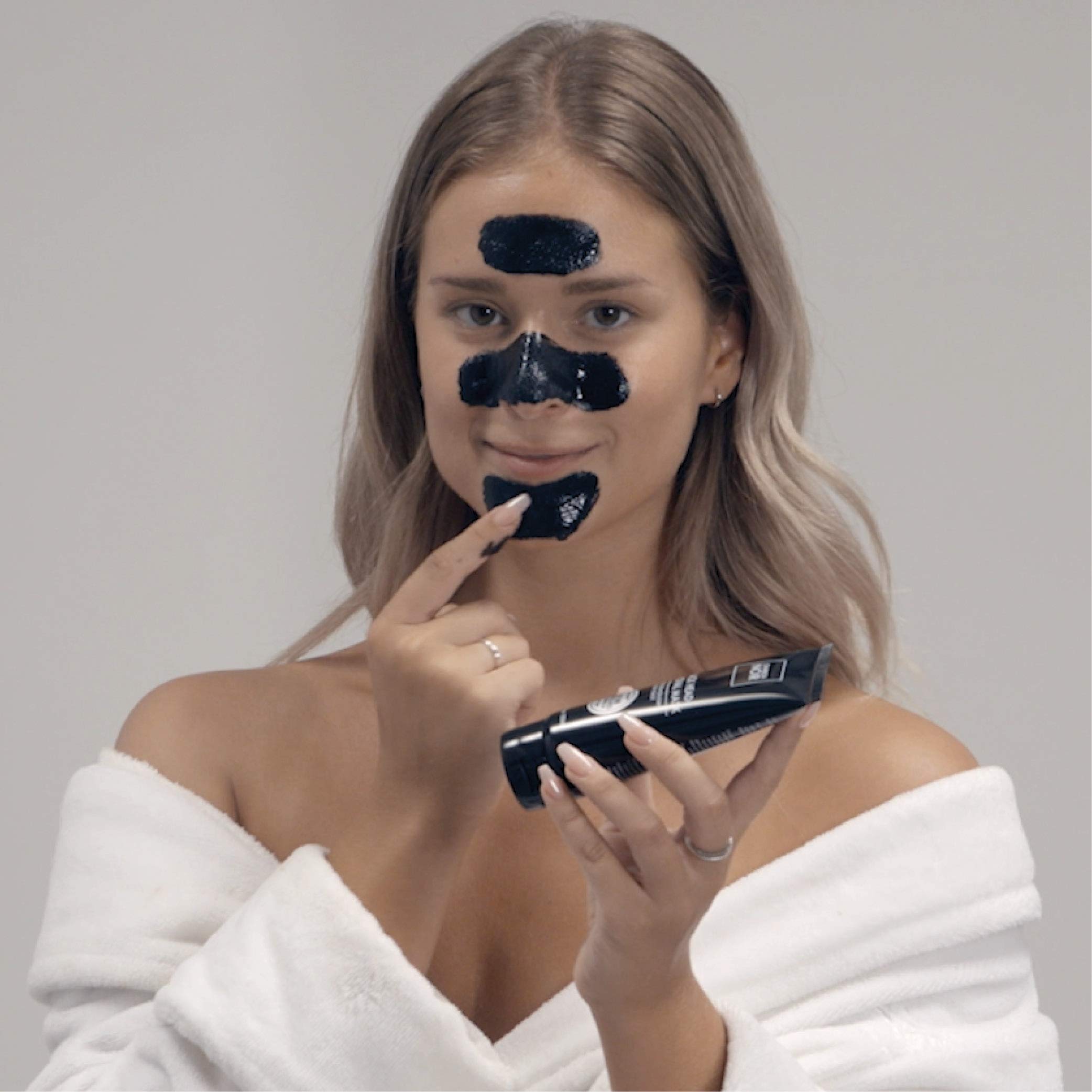 Charbon Noir Blackhead Removal Kit | 1 Blackhead Mask (100ml), 1 Facial Bar Charcoal Soap (150g), 1 Mask Applicator | Peel Off Mask For All Skin Types