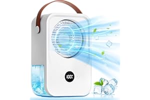 FADACHY Portable Air Conditioners Fan with Voice Control,4000mAh Rechargeable Battery Operated Mini AC Air Conditioner,4 Speeds Small Desktop Humidifier Fan for Room Office Camping Office