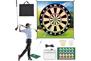 Dollox Golf Chipping Game Golf Dart Game Mat, Golf Training Mat Sports Outdoor Golf Practice Mats Kits with 20 Sticky Balls for Adults Kids Play Equipment Family Play Toys(Includes Golf Clubs)