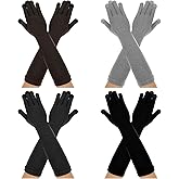 Haysandy 4 Pairs Knit Long Touchscreen Gloves Thermal Anti-slip Hand Warming Gloves Arm Warmers with Fingers Elastic Men Women Knit Thermal Texting Warmers