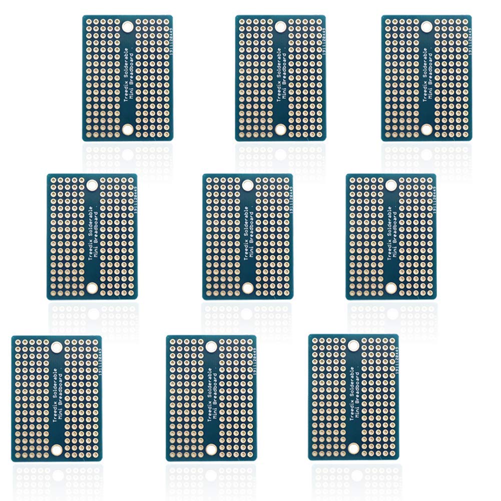 Treedix 9pcs Universal Board Solderable BreadBoard Double Sided Tinned Gold Plated Holes for Arduino Kit Raspberry Pi Shield Prototyping and Testing