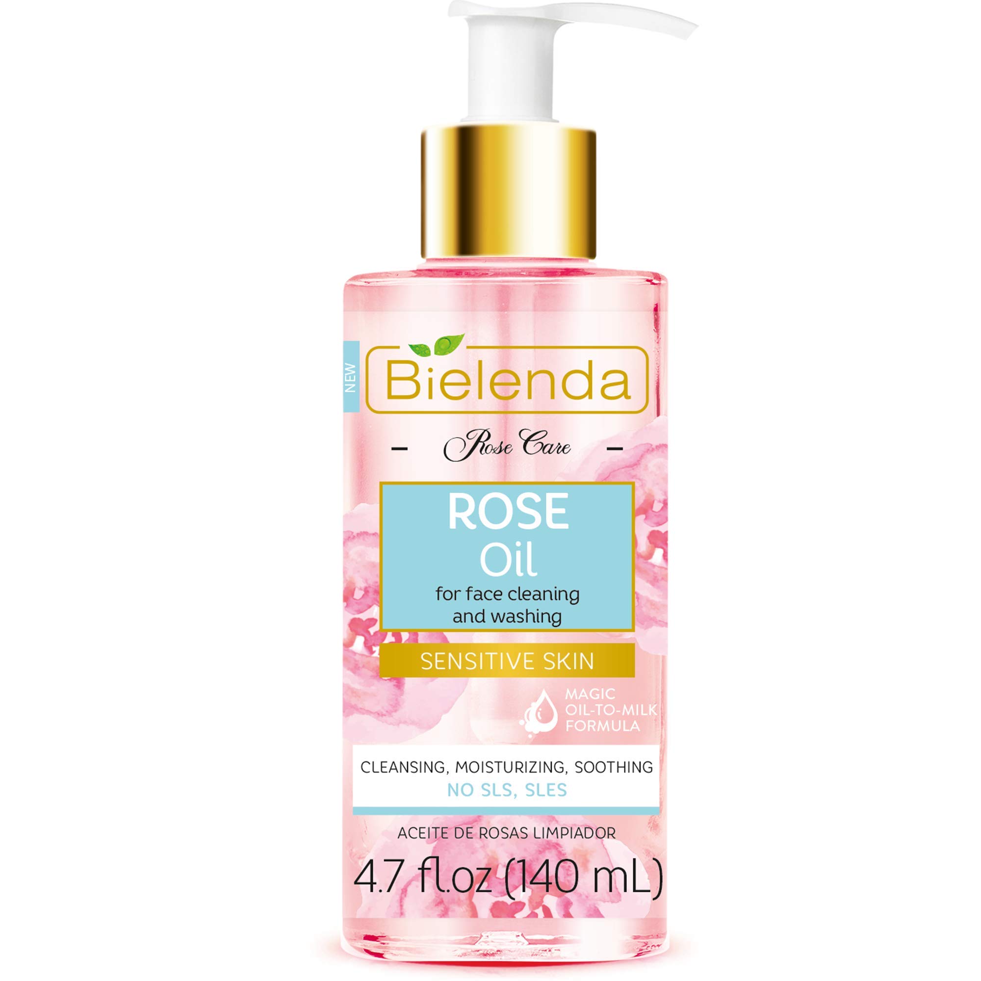 Rose Care Cleansing Face Oil Anti-aging with Hyaluronic Acid for Delicate and Sensitive Skin 140ml Bielenda