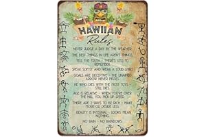 Mocozim Rustic Retro Metal Tin Sign Hawaiian Rules Funny Vintage plaques Wall Decor Home Farm Signs Bathroom 8X12 inch