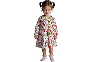 YUEJO Kids Girls Dress Long Sleeve Cartoon Casual Dress Winter Monster Party Green Dress