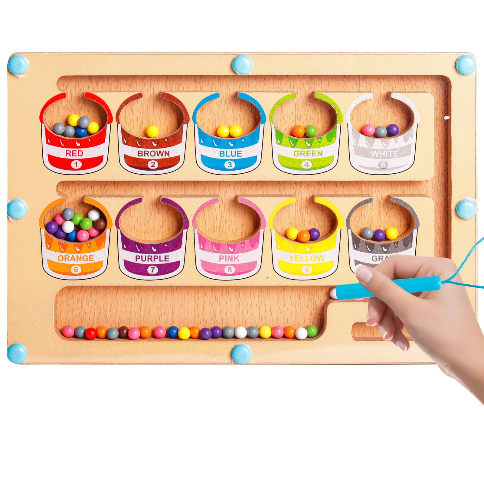 Montessori Toys for 2 3 4 Year Old Boys Girls Kids Gifts, Wooden Magnetic Maze Toys Age 3 Toddler Learning Educational Toys Color Sorting Game Christmas Birthday Gifts for 2-5 Year Old Girls Boys