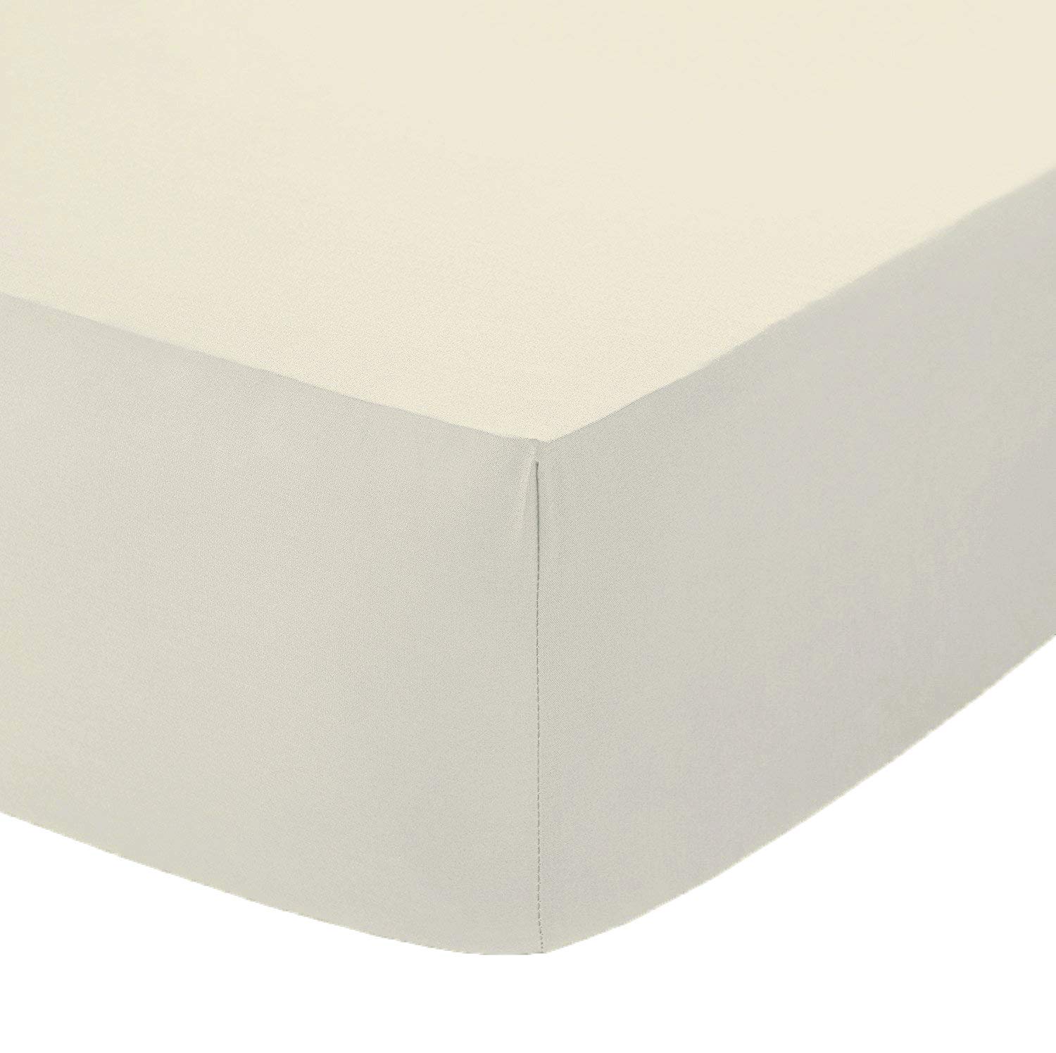 AmigoZone Non Iron Pollycotton Percal Quality Plain Fitted Sheet Or Pillow Cases (Double, Cream) โ image 1