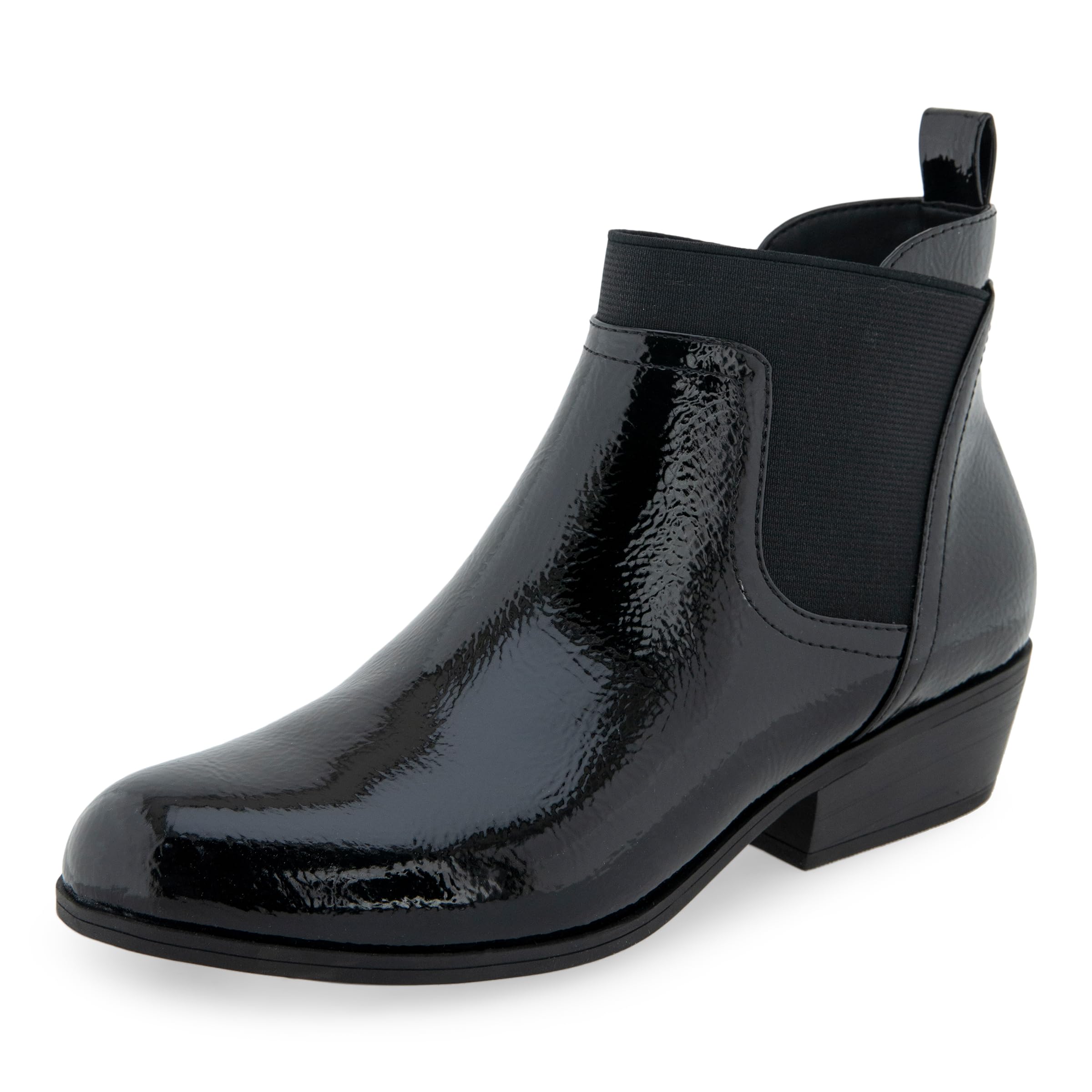 Aerosoles Women’s CADDIE Ankle Bootie, BLACK PATENT CRINKLED FAUX LEATHER, 6.5W