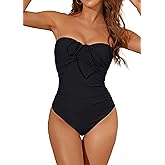 Eagerbuy Women's One Piece Swimsuit Strapless Bandeau or Halter Bathing Suits Sexy Flattering Swimwear