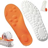 4D Cloud Insoles for Men Women, Memory Foam Boot Insoles, Comfortable and Breathable Massage Cushion Shoe Inserts with Arch Support, Trim to Fit All Shoe Types(1Pair-Orange, Men 7-8/Women 8.5-9.5)