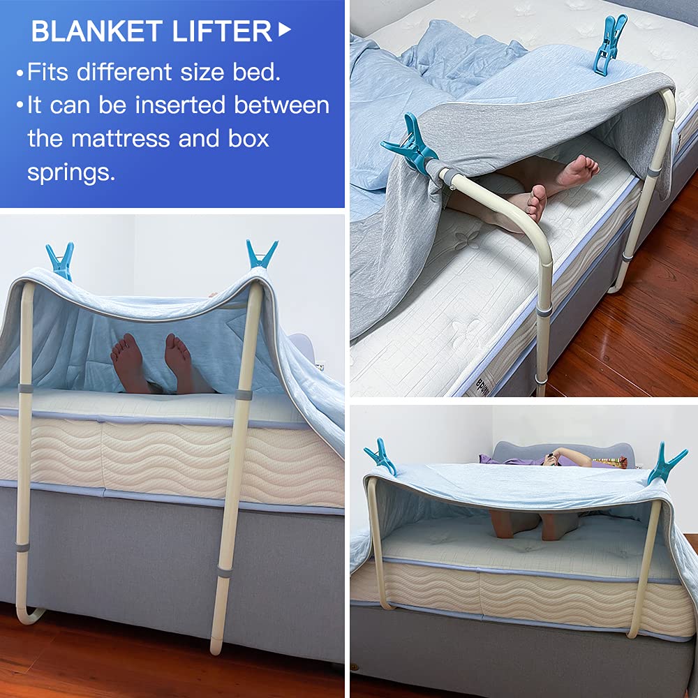 Zelen Blanket Lifter for Feet Lift Bar Sheet Riser Foot Tent Blanket Support Holder 26-34'' Adjustable Bed Cradle Assistance Device Hospital Bed Rail Accessories Leg Knee Ankle Post Surgery Recovery