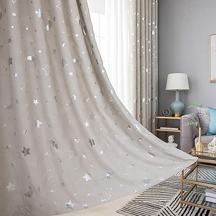 Djryj Star Moon Curtain For Kids Baby Girl Boys Room Cartoon Blue Curtain For Window Bedroom Child Panel Draper Navy Blue Window Curtains None 1 Nv 1 100 130 Amazon Co Uk Kitchen Home