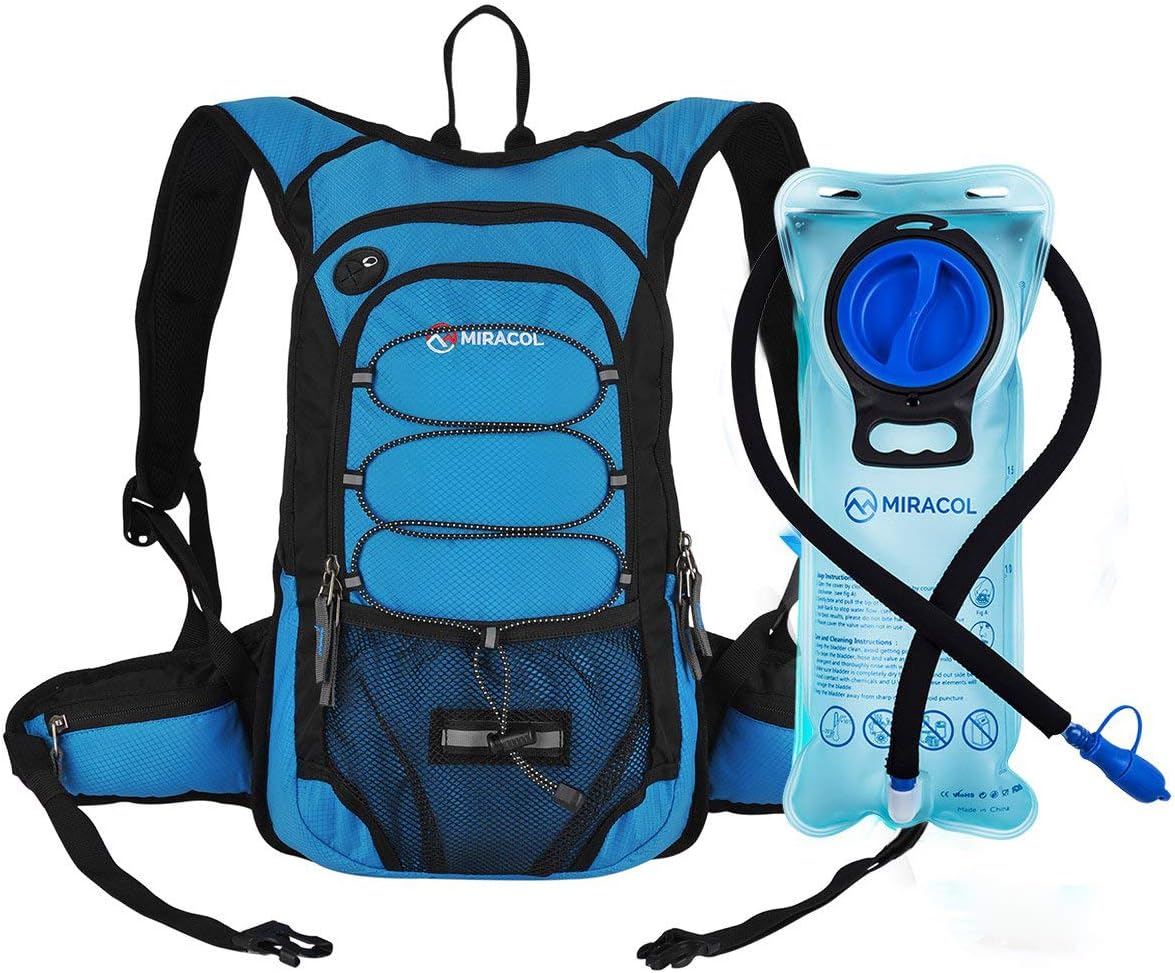 MIRACOL Hydration Backpack with 2L Water Bladder, Thermal Insulation Pack Keeps Liquid Cool up to 4 Hours, Perfect Outdoor Gear for Skiing, Running, Hiking, Cycling
