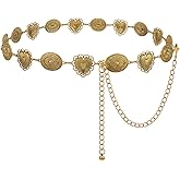 UpFind Women Western Metal Chain Belt Concho Belt Cowgirl Waist Link for Jeans Dresses Concert Boho