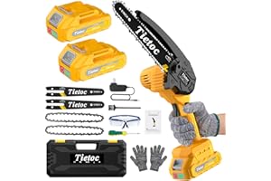 Tietoc Chainsaw, Electric Mini Chain Saw Cordless Power Hand Saw with 4000mAh Battery and Oil System for Tree Trimming & Wood Cutting, Garden Tools Gift for Men Dad Husband Gardener | 6 Inch