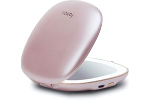 Fancii Compact Makeup Mirror with Natural LED Lights, 1x/ 10x Magnifying - Rechargeable, Portable, Lighted 4” Hand Mirror for Travel and Purses, Mila (Rose Gold)