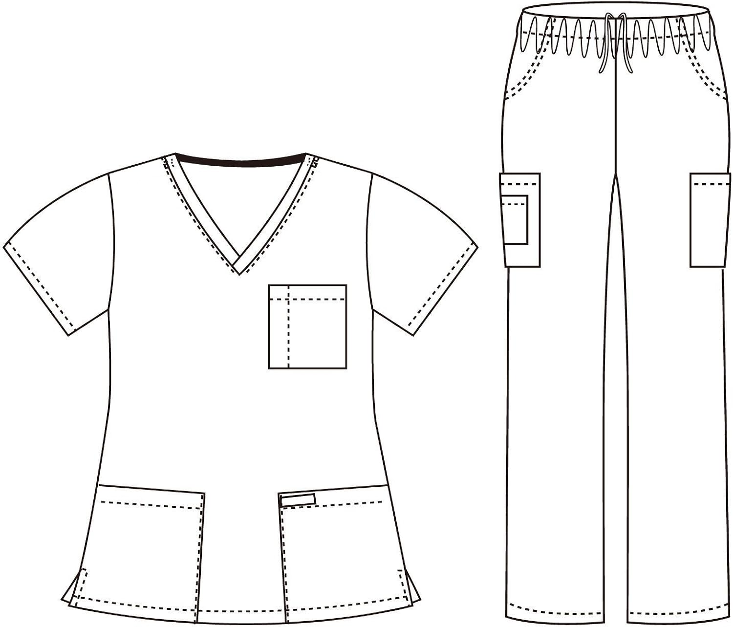 Dagacci Scrubs Medical Uniform Women and Man Scrubs Set Medical Scrubs Top and Pants: Medical Scrubs Apparel Sets: Clothing