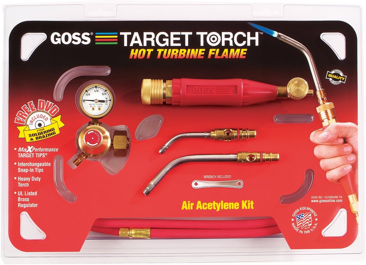 Goss KX-3B Soldering Brazing Torch Kit for "B" Acetylene Tanks with GA-3 and GA-11 Target Tips and Hot Turbine Flame