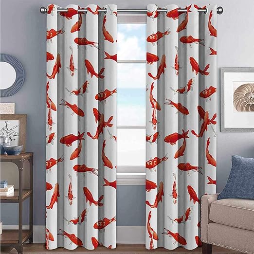 Koi Fish - Cortinas opacas con aislamiento de juntas, diseño gráfico de