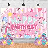 OUDINI Cartoon Cat Birthday Banner 5x3ft Photo Background Kitty Cat Happy Birthday Party Supplies Decorations